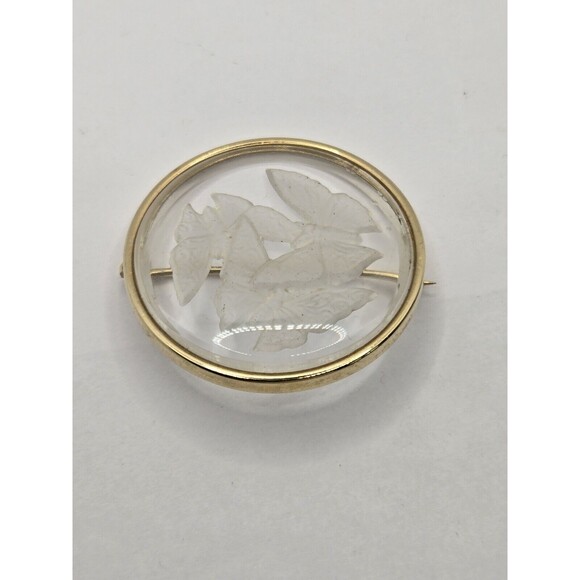Vintage Reverse Carved Crystal Butterfly Brooch - Picture 3 of 11